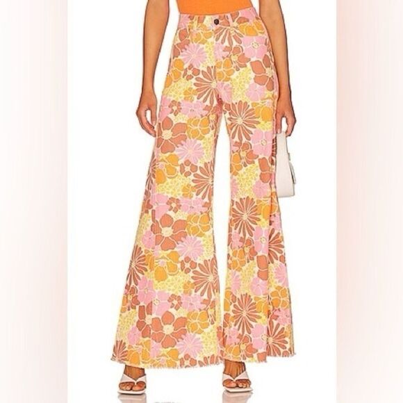 Show Me Your MuMu Denim - NWT Show Me Your Mumu Women's Windsor Wide Leg Retro Garden Floral Pants Size 25